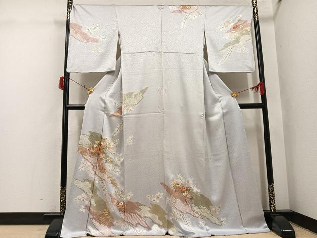 長閑やかさ屋お召しもの●築き上げる460年・千總 短い訪問着 駒刺しゅう 絞り 顕花植物文 金彩 正絹 珠玉 AABI7360ph