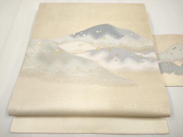 長閑やかさ屋御召しもの＊夏物 九寸名古屋帯 遠山文 現ナマ糸 正絹 珠玉 CABH6084tx