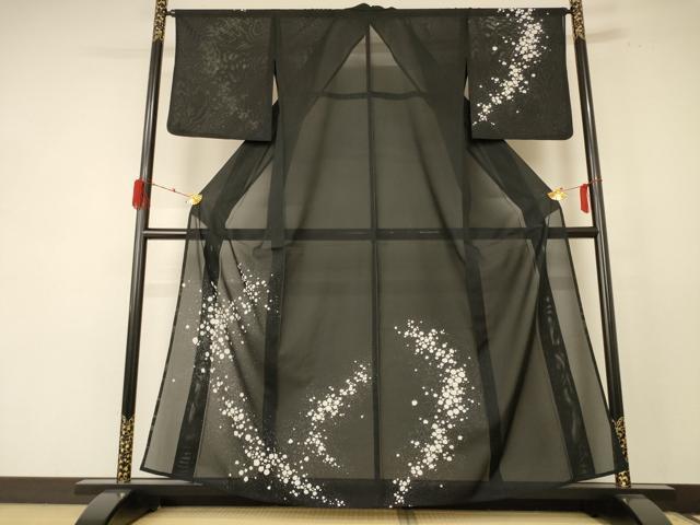 長閑やかさ屋御召しもの＊夏物 短い訪問着 絽 霞文 洗える御召しもの AABE0678jd