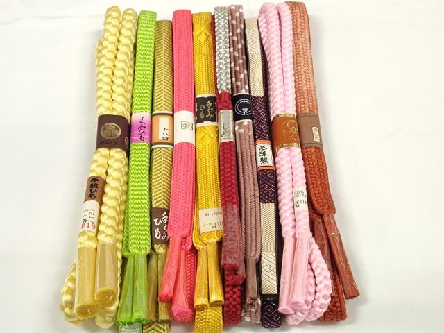 平和屋着物●和装小物　帯締め10本セット　佐賀錦　西陣製　手組紐　笹浪組　鎌倉組　金銀糸　逸品　未使用　DABC1859zzz｜平和屋
