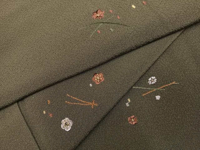 平和屋着物●上質な小紋　刺繍　梅芝文　正絹　逸品　未使用　AABF8095ph｜平和屋