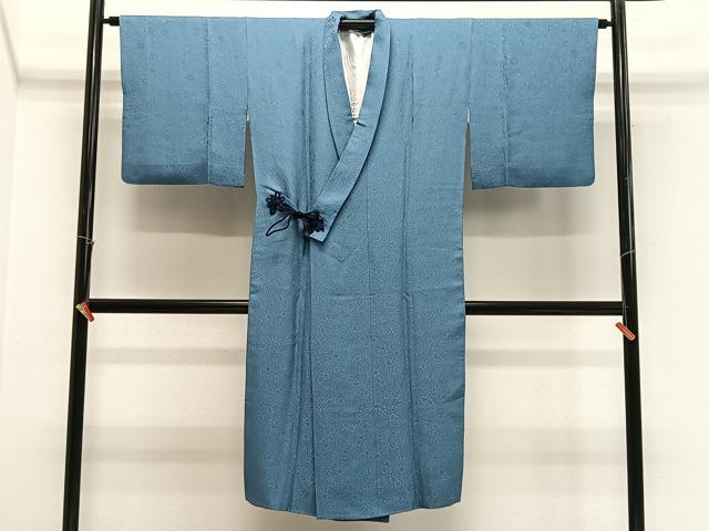 平和屋着物∞道中着 草花地紋 薄縹色 ロング丈 正絹 逸品 CABE4816ua