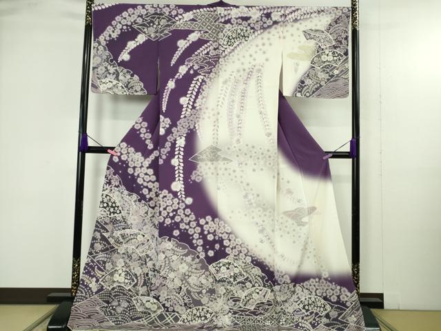平和屋着物●極上　訪問着　辻が花　地紙　暈し染め　ロング丈　逸品　新品　DZAB4930kh6｜平和屋