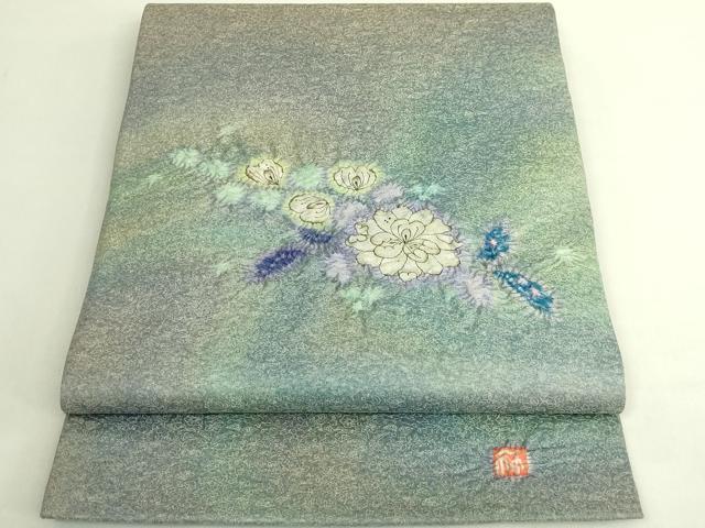 長閑やかさ屋中央局●御前上等 久保田一竹 幻の辻が花 膜鳴楽器柄袋帯 金通し地 珠玉 DZAB6887kh6
