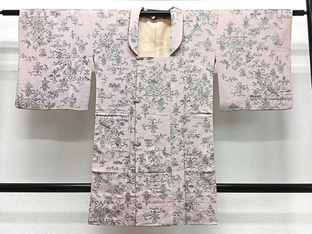 平和屋着物#道行コート 寿光織 花唐草文 銀糸 ロング丈 正絹 逸品 CABE5148ua|平和屋