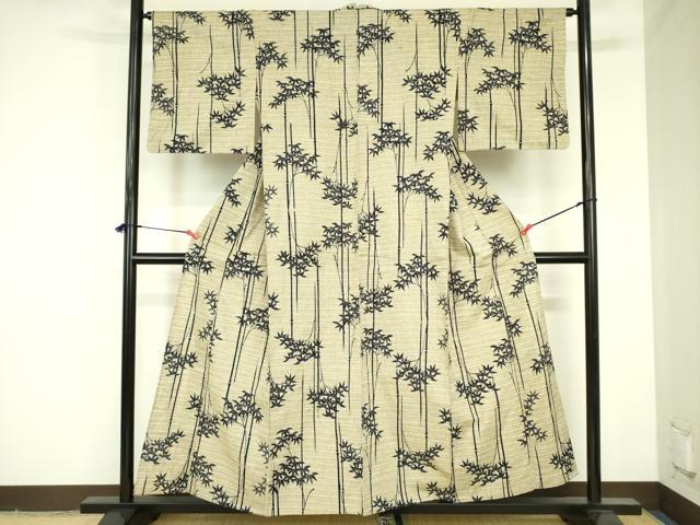 長閑やかさ屋御召しもの∴夏物 浴衣 注染 笹竹文 綿 珠玉 DABF3795op