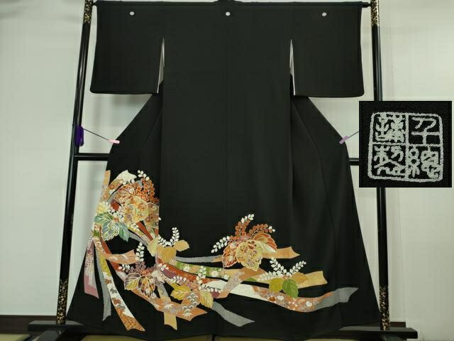 楽天市場】千總 黒留袖 京の老舗450余年 檜扇鳳凰紋 金駒刺繍 黒留袖