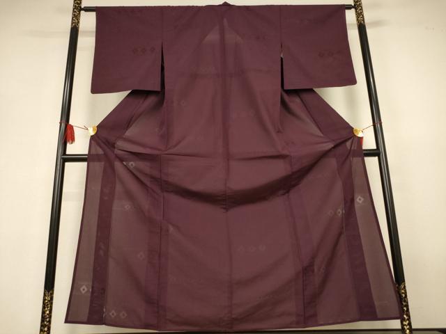 長閑やかさ屋御召しもの＊夏物 色無地 縦絽 菱紋紗 黒セピア色 正絹 珠玉 AABJ3294jd