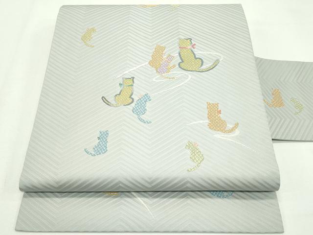 平和屋着物□極上 九寸名古屋帯 猫 ネコ 逸品 DZAA7482kh5 平和屋着物