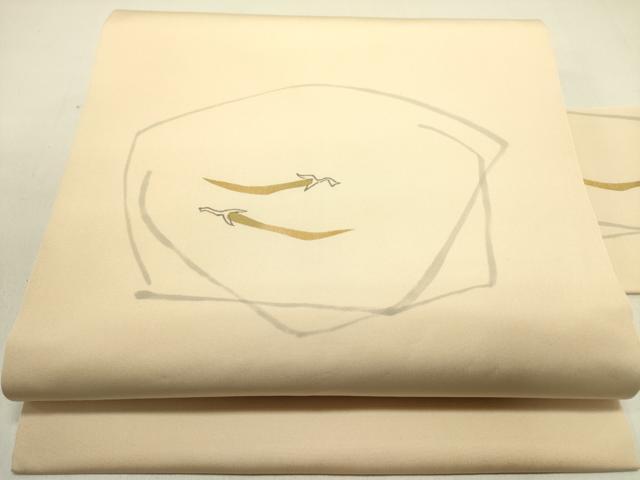 長閑やかさ屋御召しもの●塩瀬 九寸名古屋帯 墨付き 成り物 金彩 正絹 珠玉 DABE1808op