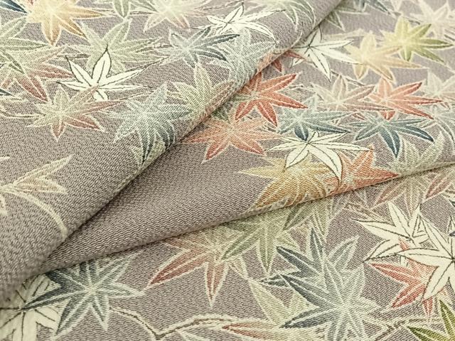 平和屋着物▽上質な小紋 単衣 枝葉文 正絹 逸品 AABH8601jh