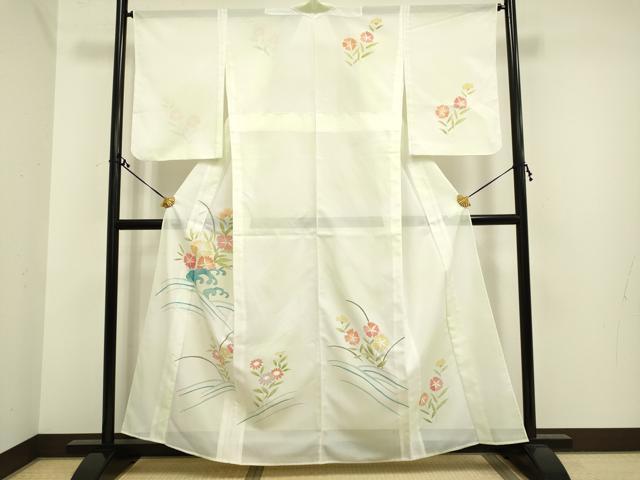 平和屋着物＊夏物 訪問着 絽 麦 暈し染め 金彩 洗える着物 DAAU3787du