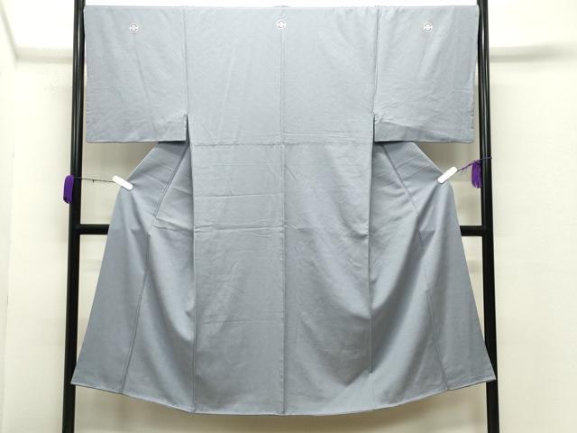 長閑やかさ屋御召しもの●成人男性 色紋付 紗綾型地紋 灰青碧 正絹 珠玉 CABC8314gh