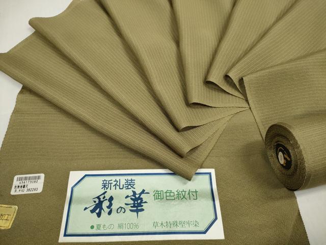 長閑やかさ屋御召しもの＊夏物 色無地 布切れ 着尺 絽縮緬 八掛付き添い人 彩の花 植物一種独特牢固たる染 媚赤銅色 珠玉 未当てはめる DABD8805zzz