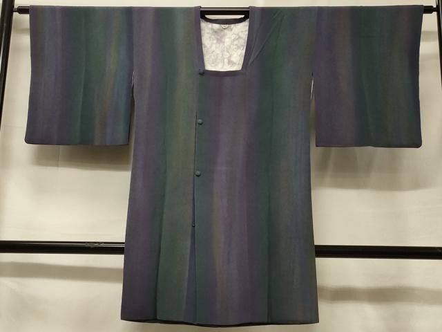 長閑やかさ屋御召しもの＃道行厚地の外套 縞 暈し染め ロング丈 正絹 珠玉 CABF1272インチ