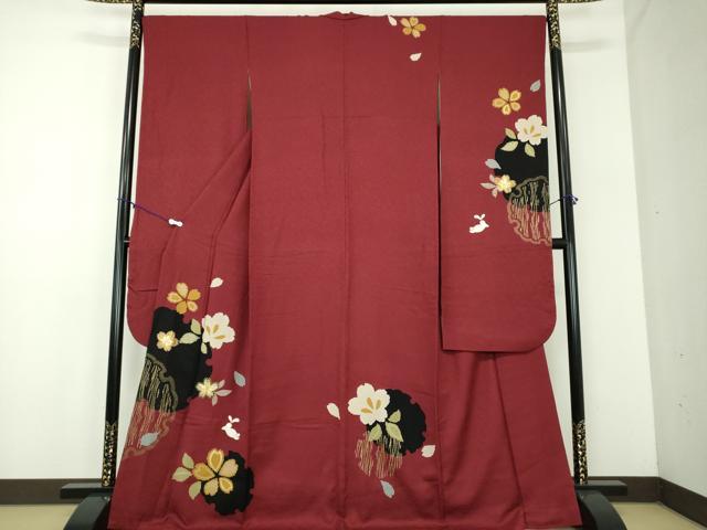 長閑やかさ屋御召しもの●晴れ晴れしい振袖 駒刺しゅう 雪桜 跳兎 金彩 正絹 珠玉 DABD1438ps