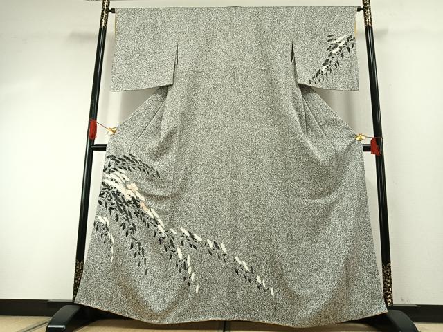 平和屋着物●訪問着 駒刺繍 枝菊文 たたき染め 正絹 逸品 AABH4733fy