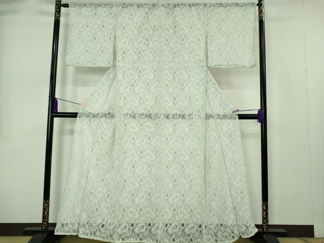 平和屋着物∴極上 夏物 浴衣・小紋兼用 レース 花唐草文 スカイグリーン色 逸品 新品 DZAB10176kh6|平和屋