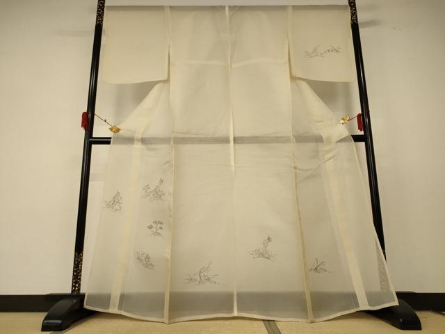 長閑やかさ屋お召しもの＊夏物 短い訪問着 毛の荒物ポンチ絵 狐の嫁入り 正絹 珠玉 AABF2793jd