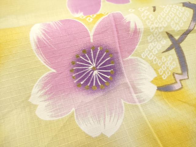 平和屋着物∴夏物 浴衣 綿紅梅 舞花文 暈し染め 金彩 綿 逸品 DABD2615cd