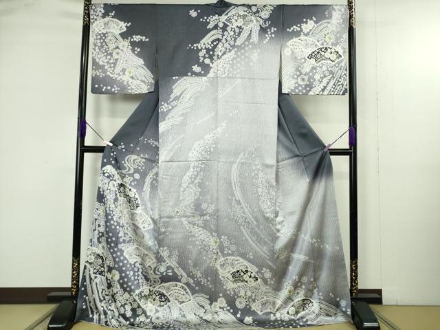 平和屋着物●極上　訪問着　辻が花　地紙　暈し染め　ロング丈　逸品　新品　DZAB4933kh6｜平和屋