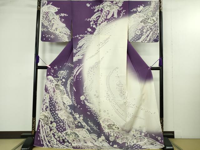 平和屋着物●極上　訪問着　辻が花　地紙　暈し染め　ロング丈　逸品　新品　DZAB4936kh6｜平和屋