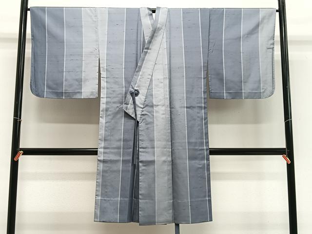 平和屋着物∞道中着 紬地 縞 ロング丈 正絹 逸品 CABE4830ua