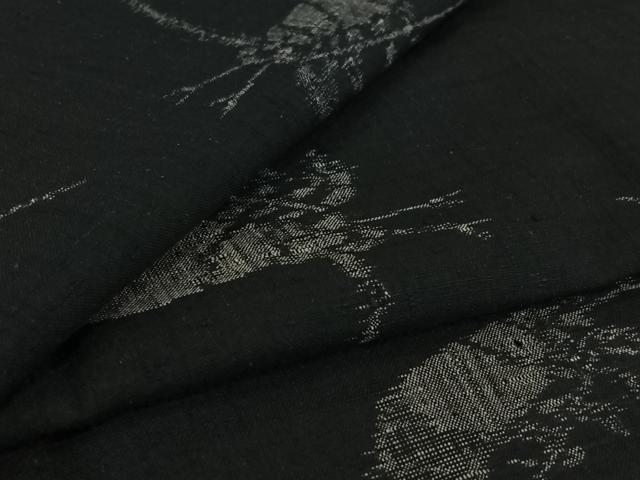 平和屋着物▽上質な紬 単衣 海老 黒地 正絹 逸品 AABH2310jh