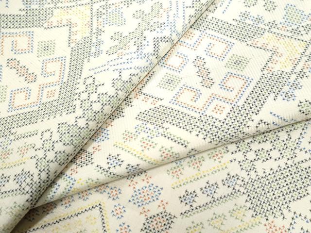 平和屋着物●本場大島紬　白大島　7マルキ　吉祥文　正絹　逸品　CABG0046yc｜平和屋