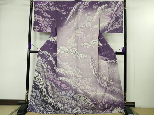 平和屋着物●極上　訪問着　立波笹花文　暈し染め　ロング丈　逸品　新品　DZAB4940kh6｜平和屋