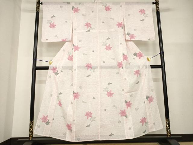 長閑やかさ屋御召しもの＊夏物 小紋 絽 楓 洗える御召しもの AABH2119ck