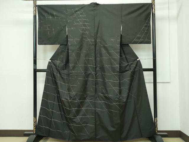 平和屋着物●極上　訪問着　本場大島紬地　刺し子　瓦文　逸品　CZAA5558s6｜平和屋
