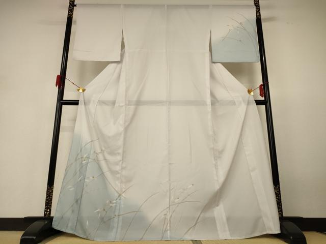 長閑やかさ屋御召しもの＊夏物 短い訪問着 絽 草葉文 現ナマ彩 正絹 珠玉 AABH4037jd