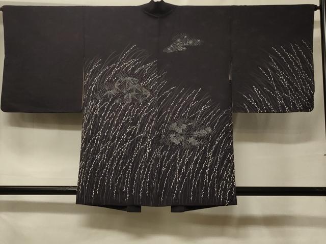 長閑やかさ屋御召しもの＃羽織 被子植物文 稲 正絹 珠玉 CABF1479インチ