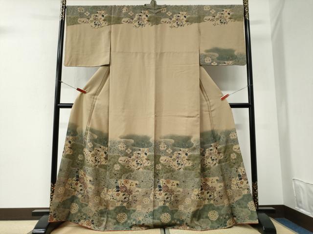 平和屋着物●訪問着　霞草花文　金彩　正絹　逸品　CABI2154yc｜平和屋