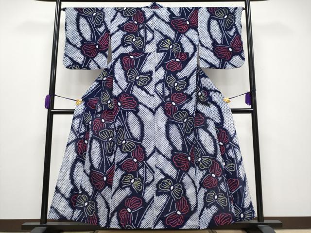 平和屋着物∴極上 夏物 浴衣 有松鳴海絞り 舞蝶文 綿 逸品 CYAA3658s5|平和屋