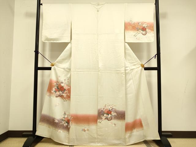 長閑やかさ屋御召しもの▽短い訪問着 単衣 割れ易い文 暈し損ね 金彩 正絹 珠玉 DABF5581du