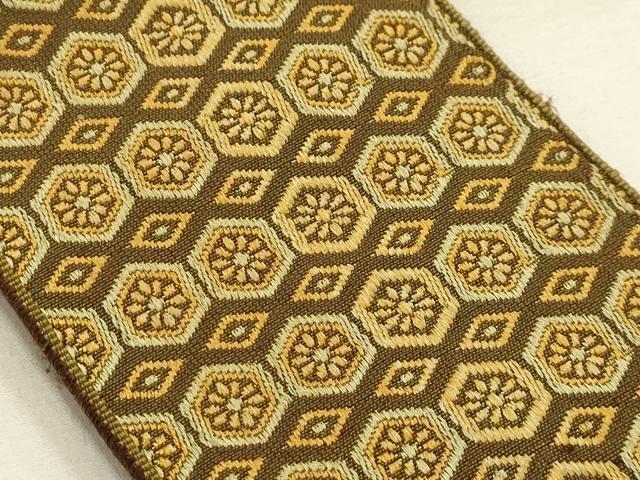 平和屋着物●男性 本場筑前博多織 両面 角帯 亀甲花文 正絹 逸品 AABJ7460sx|平和屋