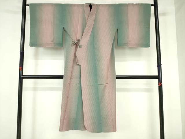 平和屋着物▽道中着　スリーシーズン　春夏秋　塵除け　縞　暈し染め　ロング丈　正絹　逸品　未使用　DABH0202op｜平和屋