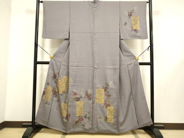 長閑やかさ屋お召しもの●短い訪問着 刺しゅう 辻が花 金彩 正絹 珠玉 DABB9746du