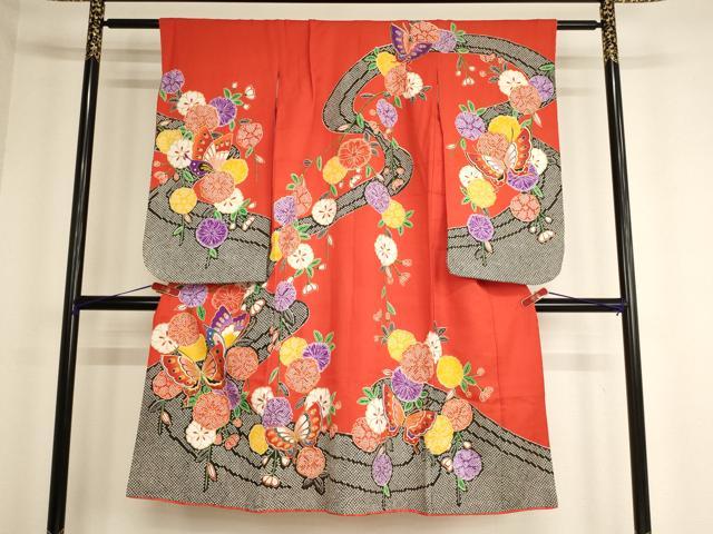 平和屋着物[]七五三　女の子　７歳　祝着　四つ身　花鳥文　金彩　AABF2347ja｜平和屋