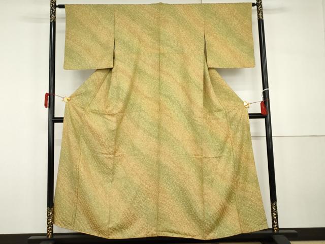 平和屋着物●上質な小紋 霞斜縞 暈し染め 正絹 逸品 AABH3768cs