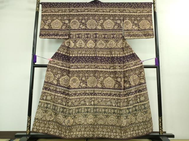 長閑やかさ屋中央局●より良い 中国三大刺しゅう スワトウ刺しゅう 汕頭刺繍 総刺しゅう 短い訪問着 花唐草文 金糸 ますいわ屋取りまわし 珠玉 DZAB0189kh5