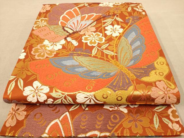 楽天市場】平和屋着物◎六通柄袋帯 唐織 舞蝶花唐草文 黒地 金銀糸