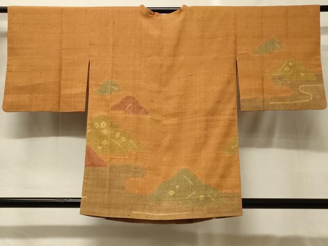 長閑やかさ屋御召しもの＃道行厚地の外套 生紬 絞り 遠山文 正絹 珠玉 CABG8011インチ