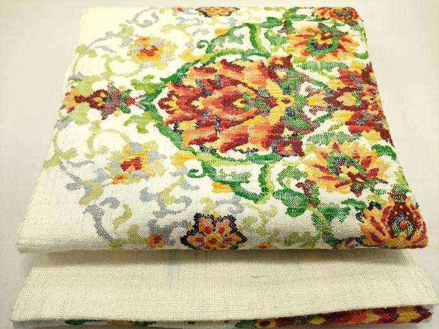 平和屋着物●八寸名古屋帯　紬地　洋花唐草文　正絹　逸品　DABE1803op｜平和屋 27,690円