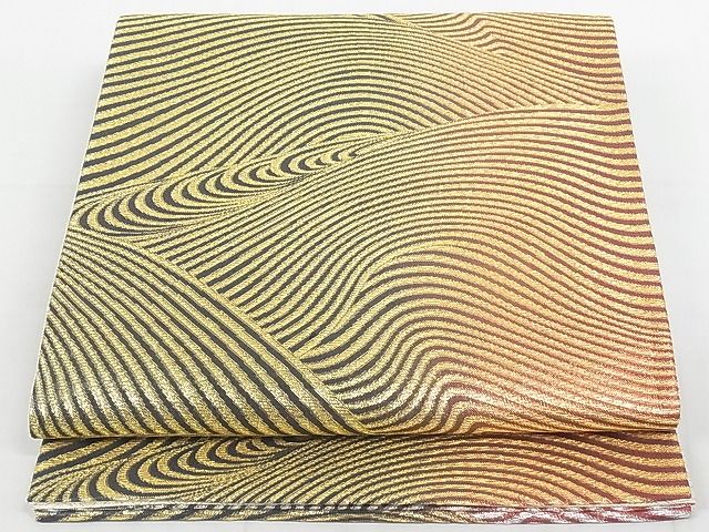 平和屋着物◎佐賀錦 全通柄袋帯 斜縞 金糸 正絹 逸品 BAAT4943hz