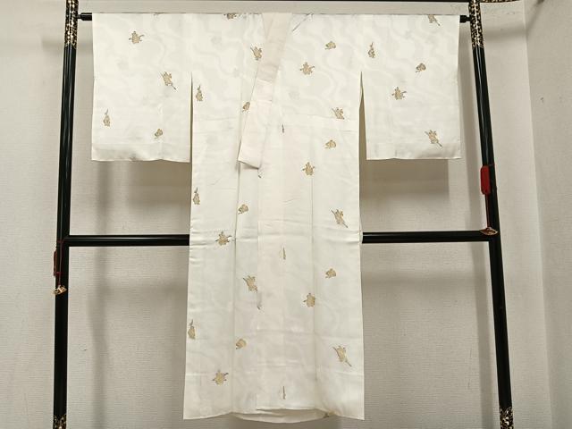 長閑やかさ屋御召しもの●長襦袢 袷 寿光織 人となり文 金糸 正絹 珠玉 AABI8548ph