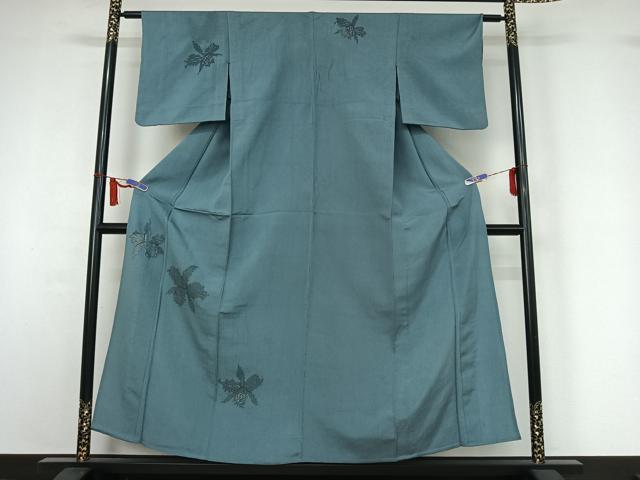 平和屋着物▽訪問着　単衣　草花文　銀糸　正絹　逸品　AABI7703jh｜平和屋