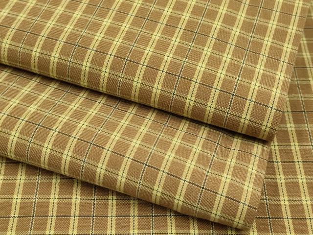 平和屋本店■極上　綿薩摩　木綿　格子柄　枯茶色地　逸品　CYAA3325s5｜平和屋